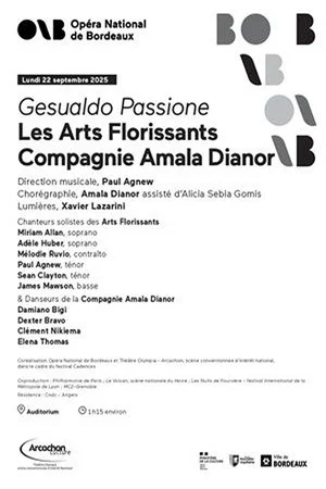 Постер: Amala Dianor and Les Arts Florissants: Gesualdo Passione @ Nuits de Fourvière 2026