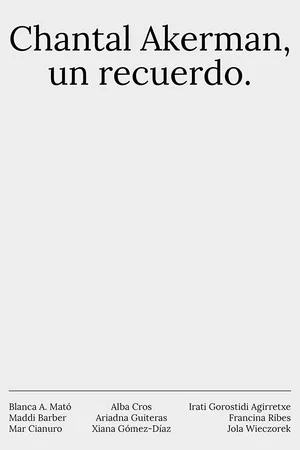 Постер: Chantal Akerman, un recuerdo